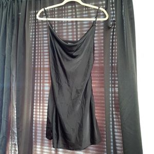 Nasty Gal Satin Cowl Black Mini Dress